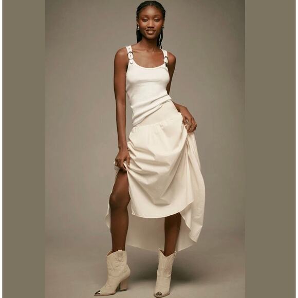 NWT By Anthropologie Draped Poplin Midi Skirt - Picture 1 of 10